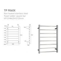 ECT Non Heated Stainless Steel Towel Ladder Square Bar